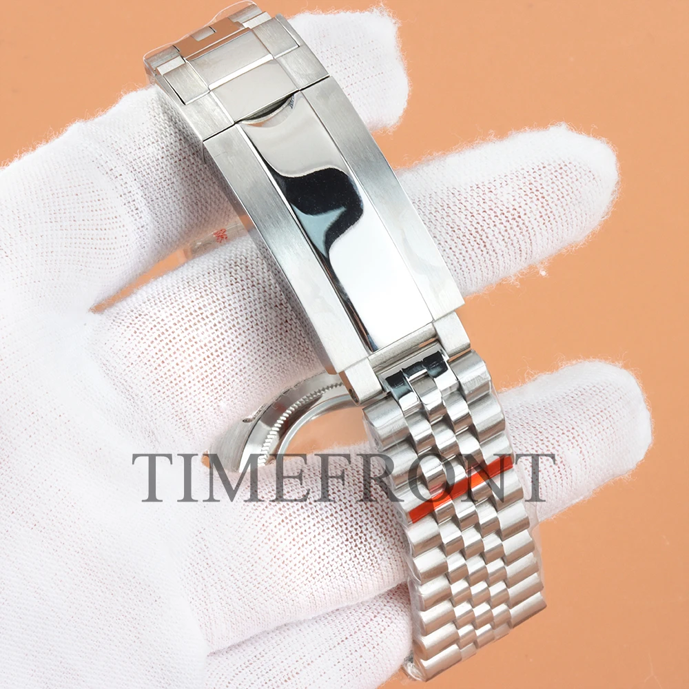 40mmシルバー腕時計ケース、サファイアガラス、GMTセイコーNH34/NH35/NH36/NH38ムーブメント対応、ステンレススチールジュビリーブレスレット、防水ケース