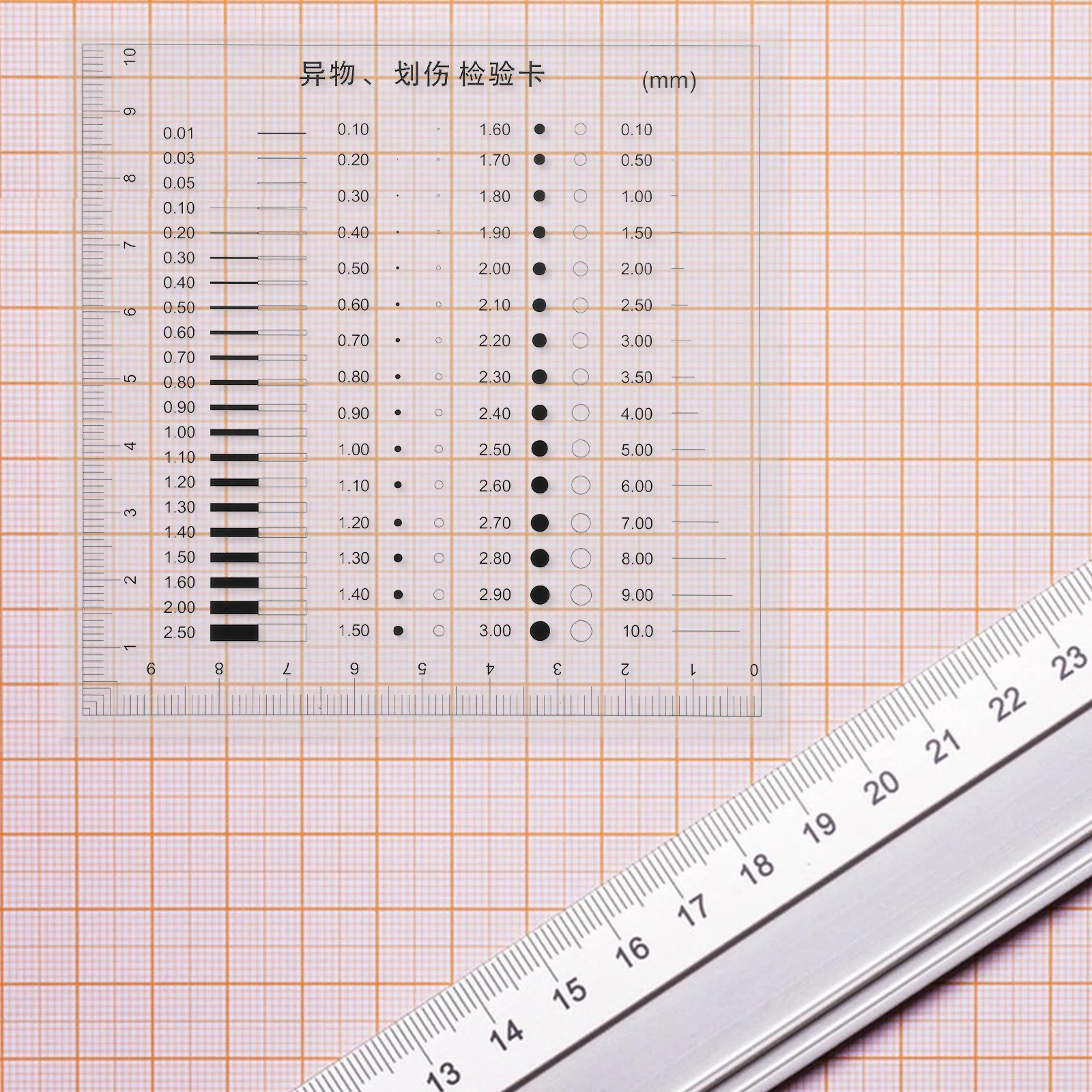 

Flaw Detection Transparent Ruler Precision Measuring Chart Diameter Crack Scratch Defect Detection Film Size Estimations Tool