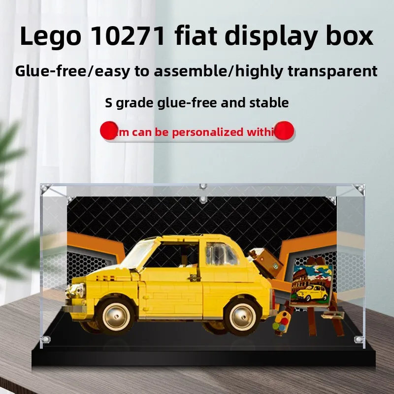 Акриловый дисплей, подходящий для дисплея Lego 10271, фигурка Fiat 500, строительный блок, прозрачный пылезащитный чехол для хранения