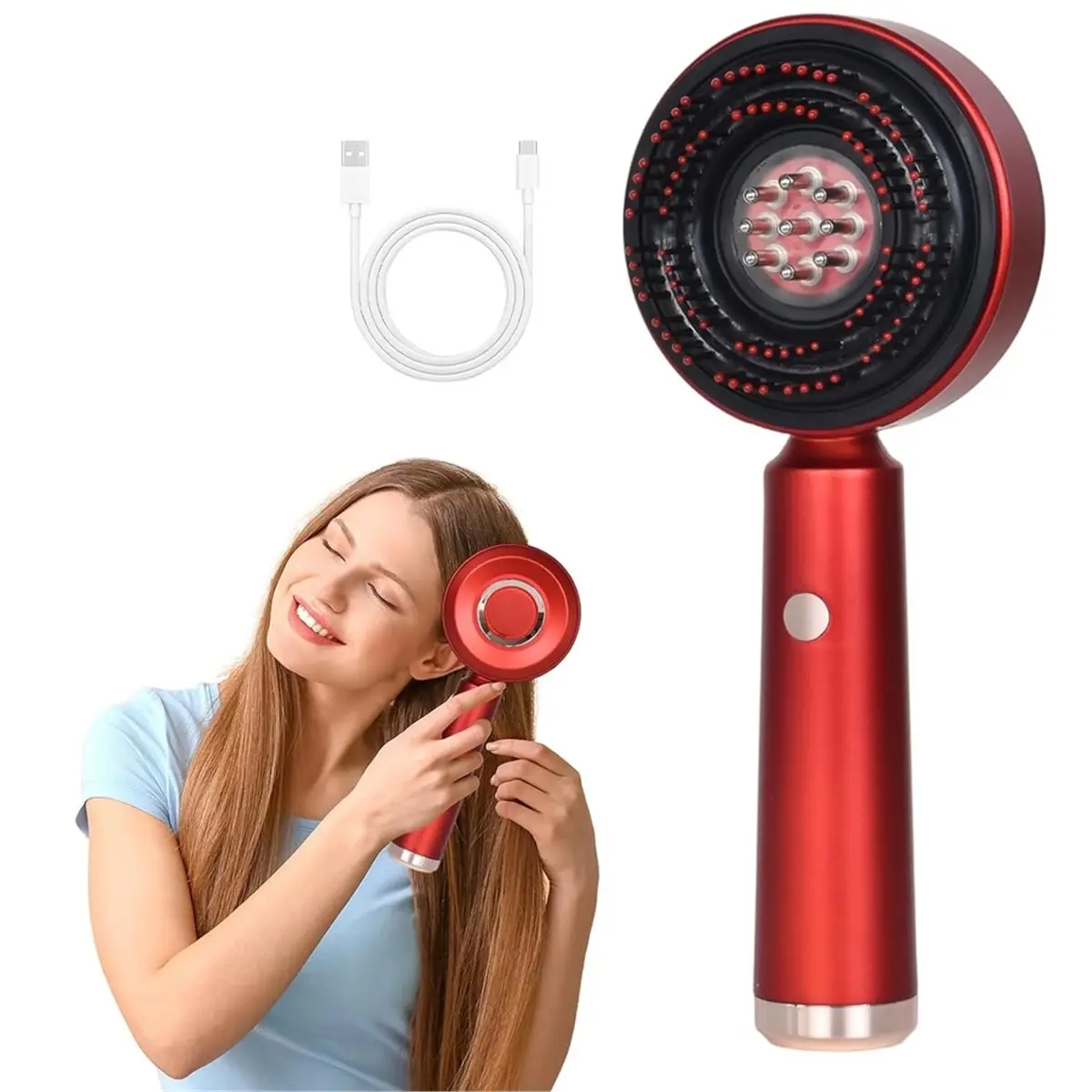 [Vend for]Electric Head Massager, Scalp Massaging Brush with Head Massage Brush, Hair Oil Applicator, Red Light Therapy