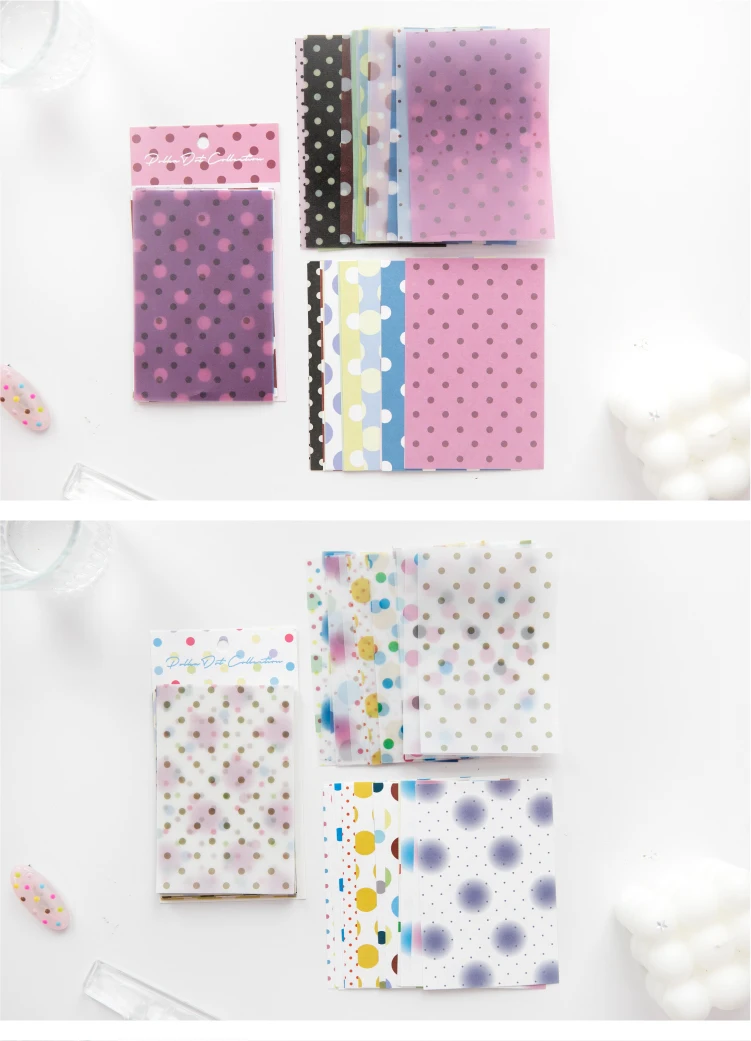 Journal GO 32 Stück Polka Dot Waltz Vintage Dots Dual Material Paper Kreatives DIY Junk Journal Collage Scrapbooking Hintergrund DIY – Detail 7