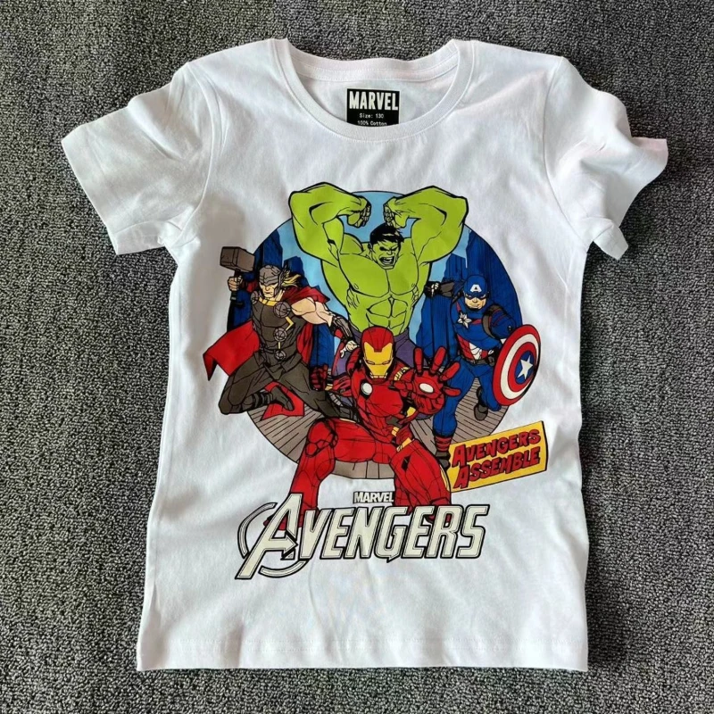 

Marvel Hero Boys' Short Sleeve T-Shirt Summer, Cotton Cool Graphic Tee Iron Man Hulk Kids Casual Top Wear