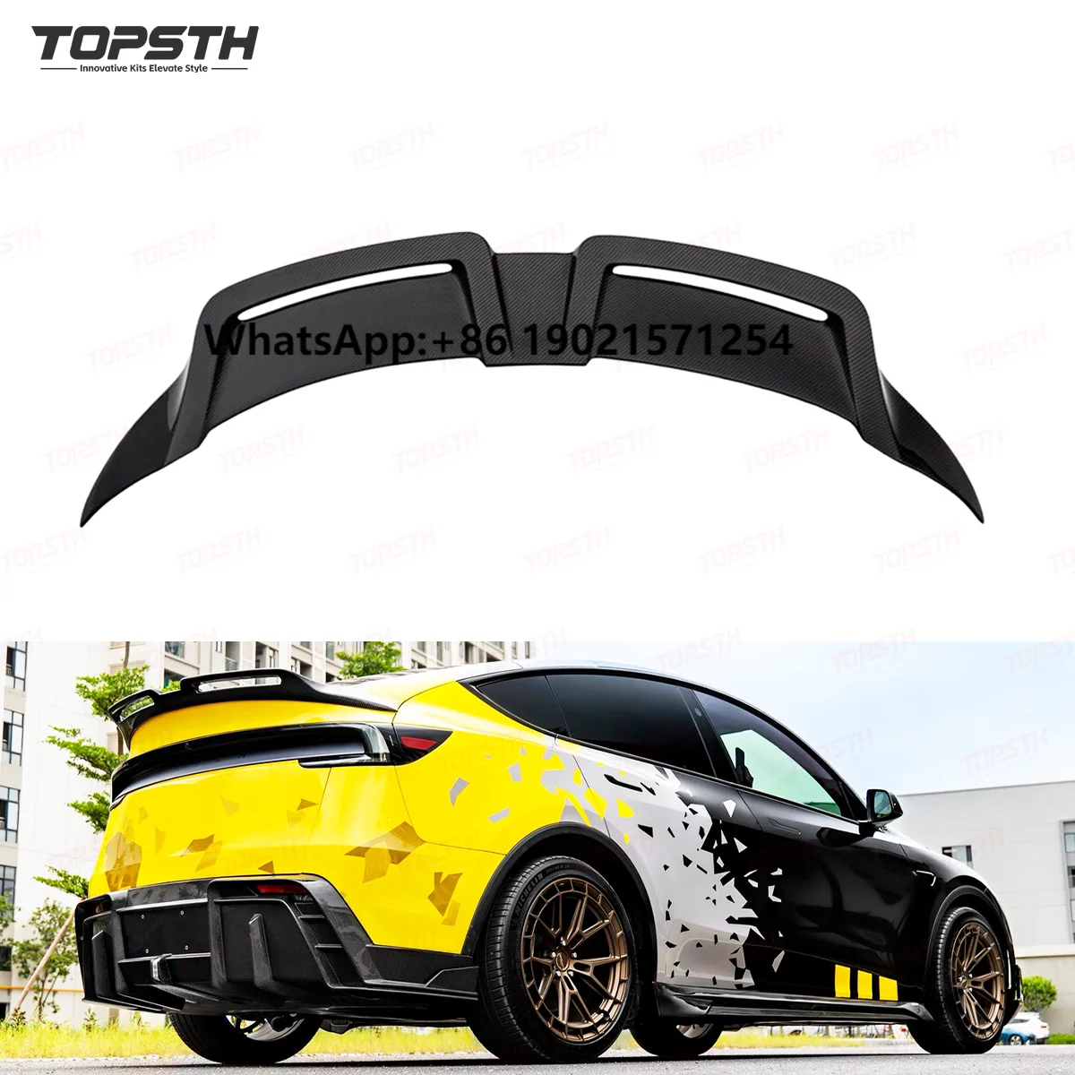 

Custom Fit Juniper CM1 Style Carbon Fiber Rear Trunk Spoiler Wing Tail Lip for Model Y Performance Upgrade Accessories
