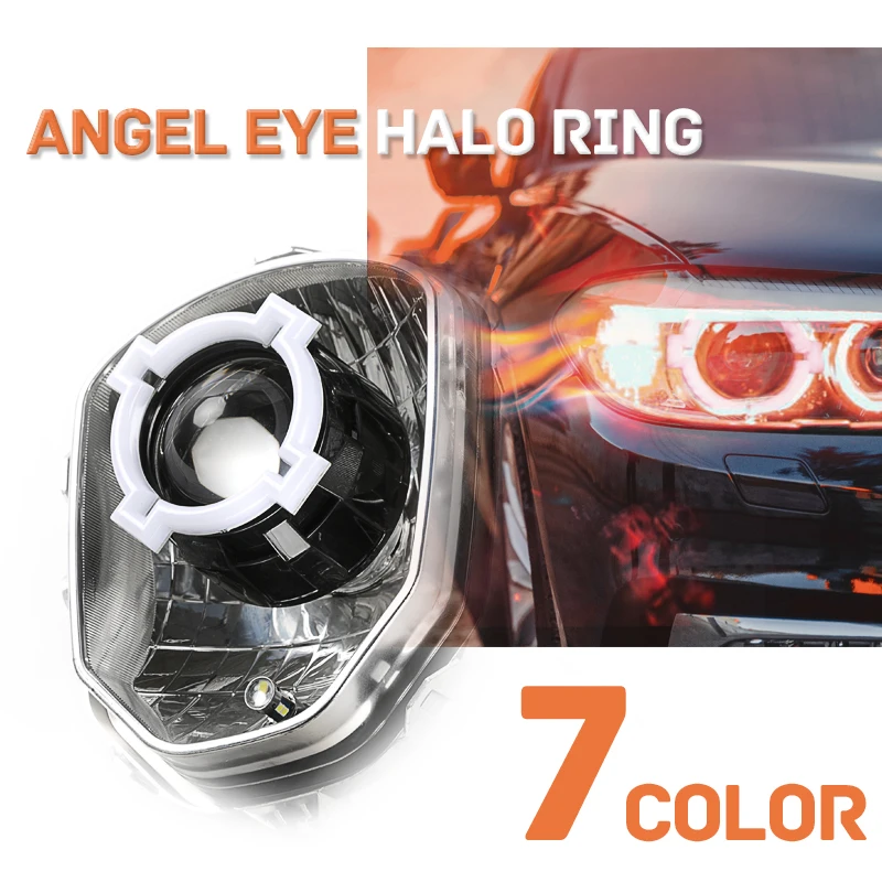 Juego de anillos de Halo de Ojos de Ángel RGB coloridos, lámpara antiniebla DE DOBLE luz, Control por aplicación de teléfono móvil, Kit de anillo de Halo de faro de motocicleta y coche, 1 Juego