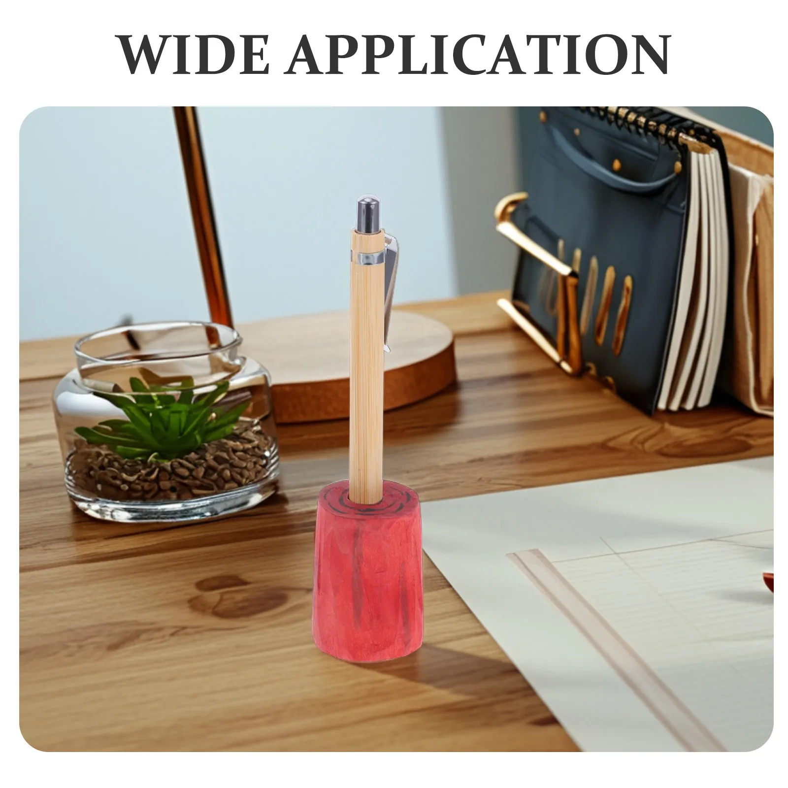 Wooden Pen Stand Desktop Tree Stump Shape Natural Wood Minimalist Office Desk Organizer Pencil Holder Aesthetic Desk Decor
