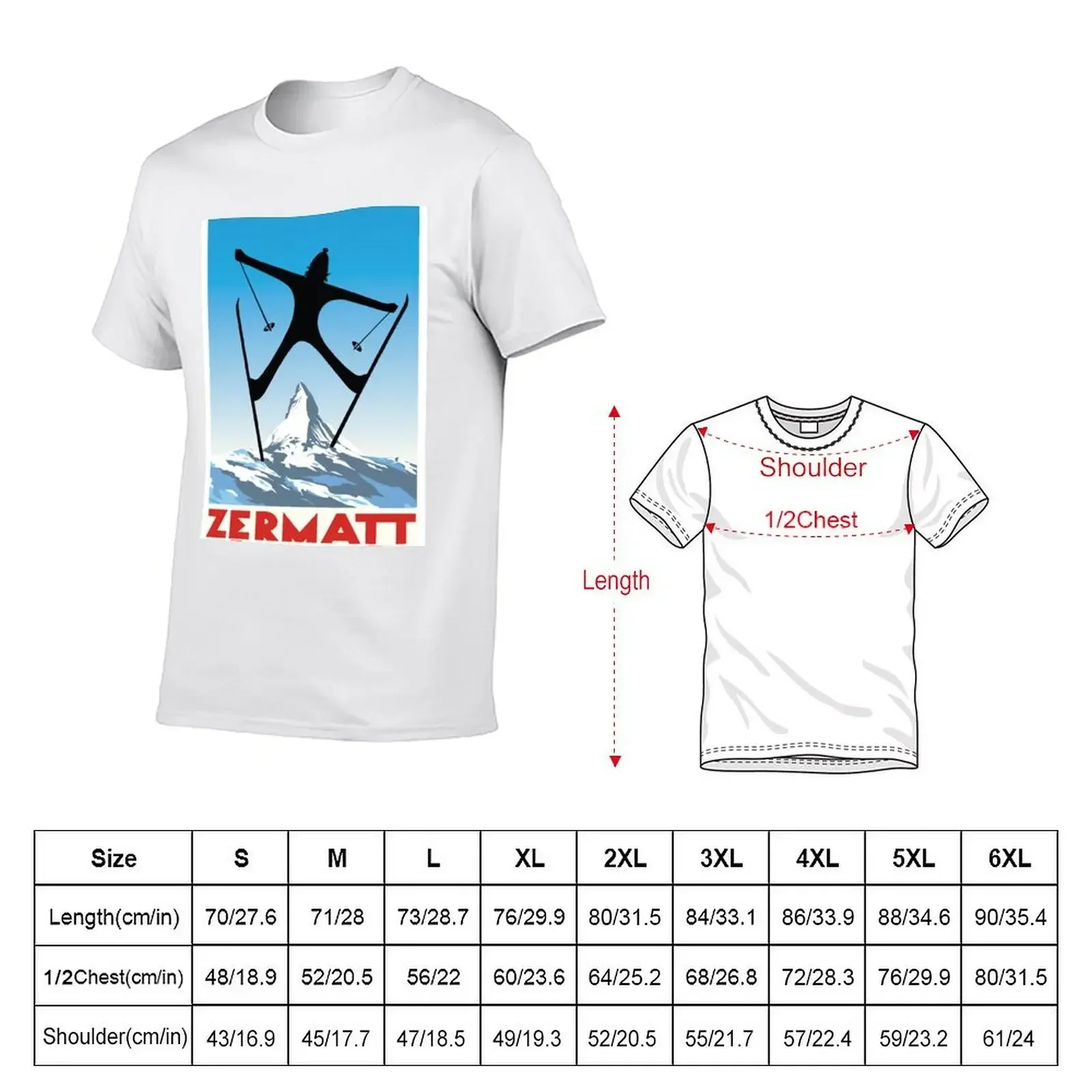 Zermatt,Valais,Suisse,Ski Poster T-Shirt Aesthetic clothing korean fashion oversized oversized t shirt men