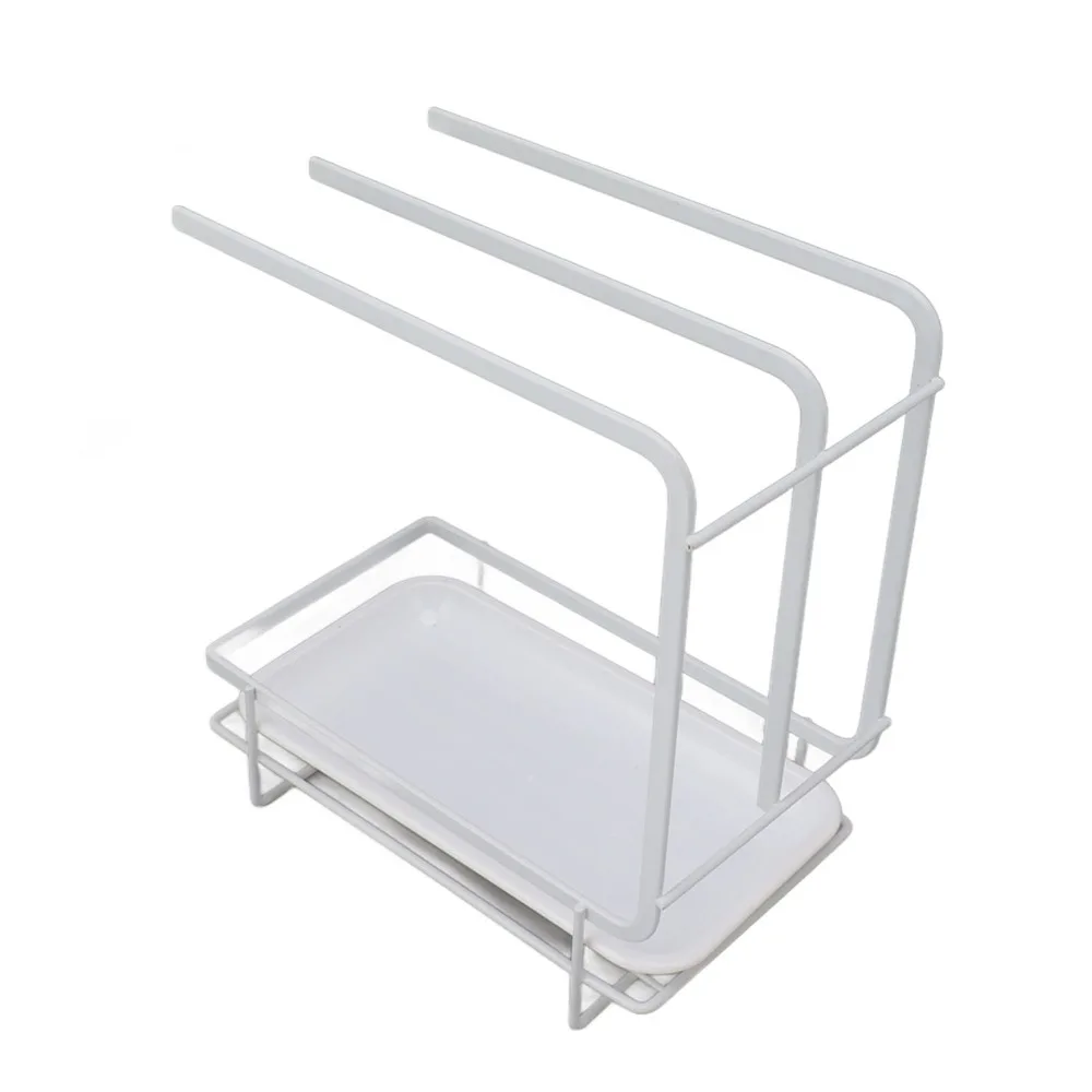 Practical Iron Sponge Holder Drain Pan 9.1 x 10.2 x 5.1in Dish Drying Rack White/Black Kitchen Storage Rack For Kitchen Sink