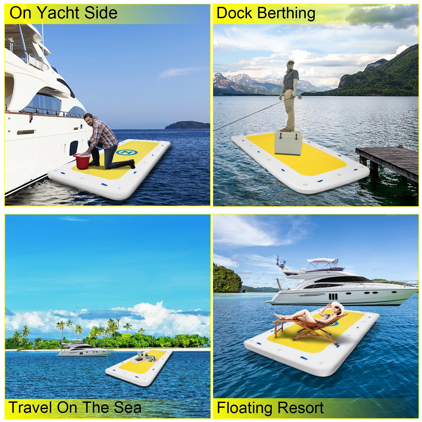 VEVOR Rigid Inflatable Dock Platform Inflatable Dock Floating Dock W/ Pump Waterproof Outdoor For Sun Bathing And Swiming Play