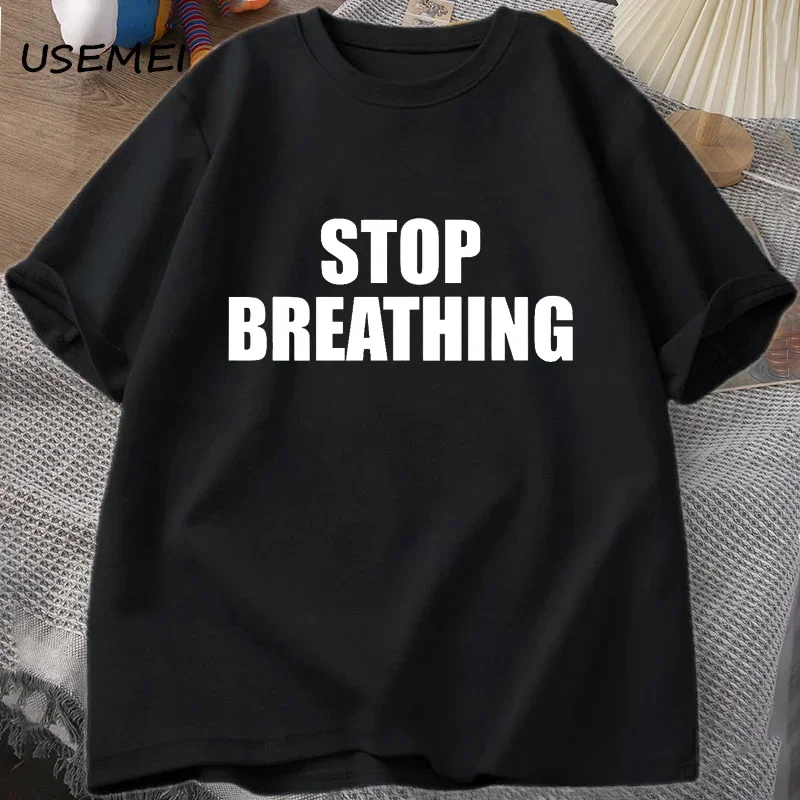 

Stop Breathing T-Shirt Playboi Carti Tee Shirt Rap Music T Shirt Hip Hop Cotton Short Sleeve Streetwear Tee Unisex Male Clothing