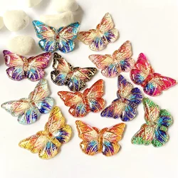 20Pcs 23*15mm Colorful Butterfly Resin Flatback Cabochon Accessories 1 Holes Button DIY Crafts Headwear BB Clips Pendants