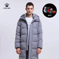 KELME sport żakiet męski długi zimowy gruby ciepły z kapturem do grania w piłkę nożną Over-the-knee Jacket 8161YR1003