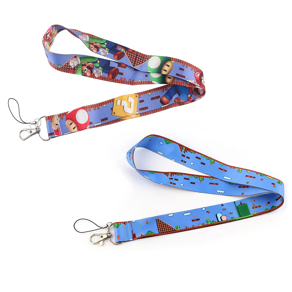 YL231 Cartoons Game Print Keychain Ribbon Lanyards for Keys ID Card Phone Straps Hanging Rope Lariat Students Badge Holder