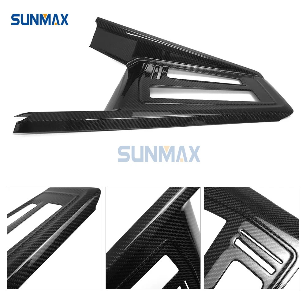 For Sunmax Dry Carbon Fiber Interior Center Console Gear Shift Panel Cover Trim for VW Golf 8 MK8 GTI GTD GTE R Line 2020-2022