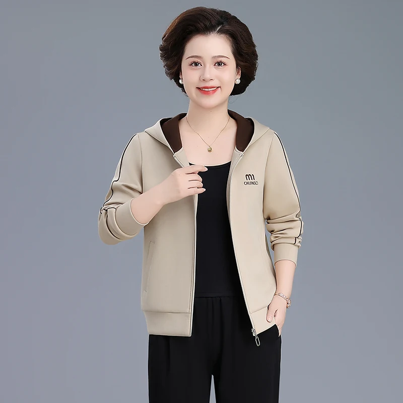 

Casual Hooded Jaet Mommy Sle Large Size Coat Trendy andma Top Middle-Aged And ly Women's Faion Outerwear