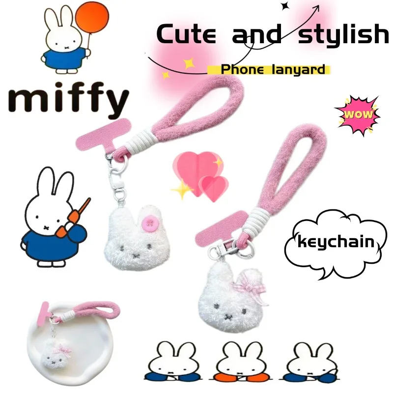 

Ремешок для телефона Miffy, милый и модный, с мультяшным рисунком, персонализированный и креативный, прочный брелок, подарок на день рождения для друзей.