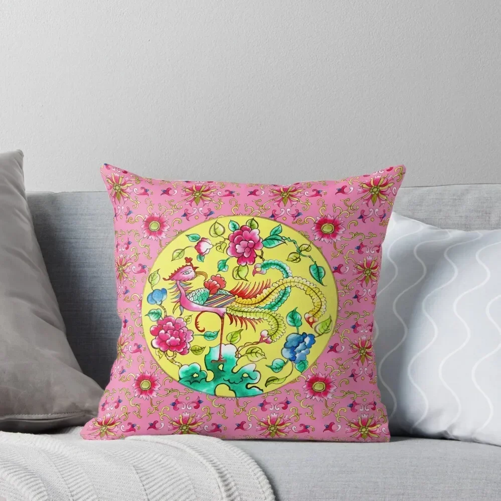 Peranakan pattern:Yellow & Pink Throw Pillow Throw Pillow Covers Bed pillowcases Sitting Cushion pillow