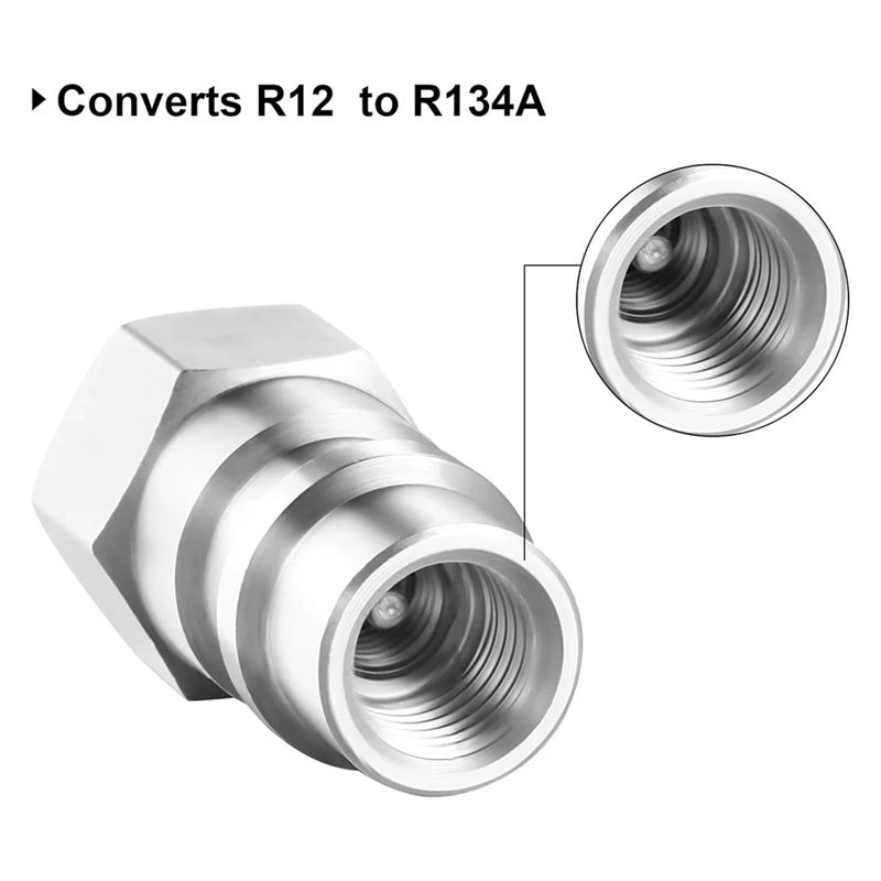 4Pc VA-LH11 A/C R-12 To R-134A Retrofit Conversion Adapter Fitting For 1/4 SAE Thread Low High Side Conversion Replacement Parts