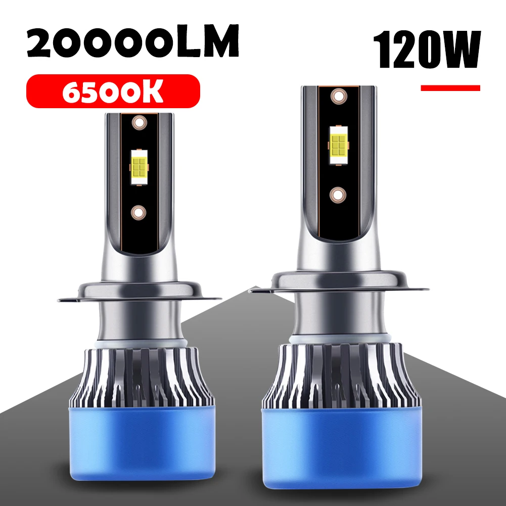 

2Pcs H4 H7 LED Headlight 20000LM CSP Chip LED H1 H11 H8 9005 HB3 9006 HB4 120W 6500K Lamp Bulb 12V 24V Turbo Fog Lights
