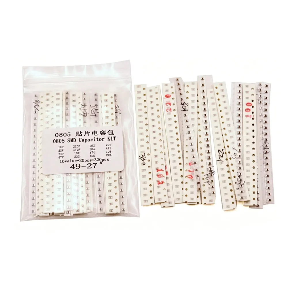 320PCS 720PCS 0201 0402 0603 0805 1206 1210 SMD Capacitor Kit Assorted Kit 16/36 Values 1PF ~ 1UF sample component package