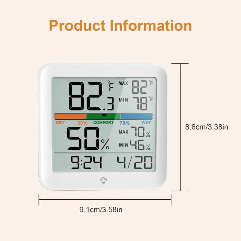 Multifunctional Temperature & Humidities Meter with Large Screen Suitable For Home Garages & Greenhouses Environment