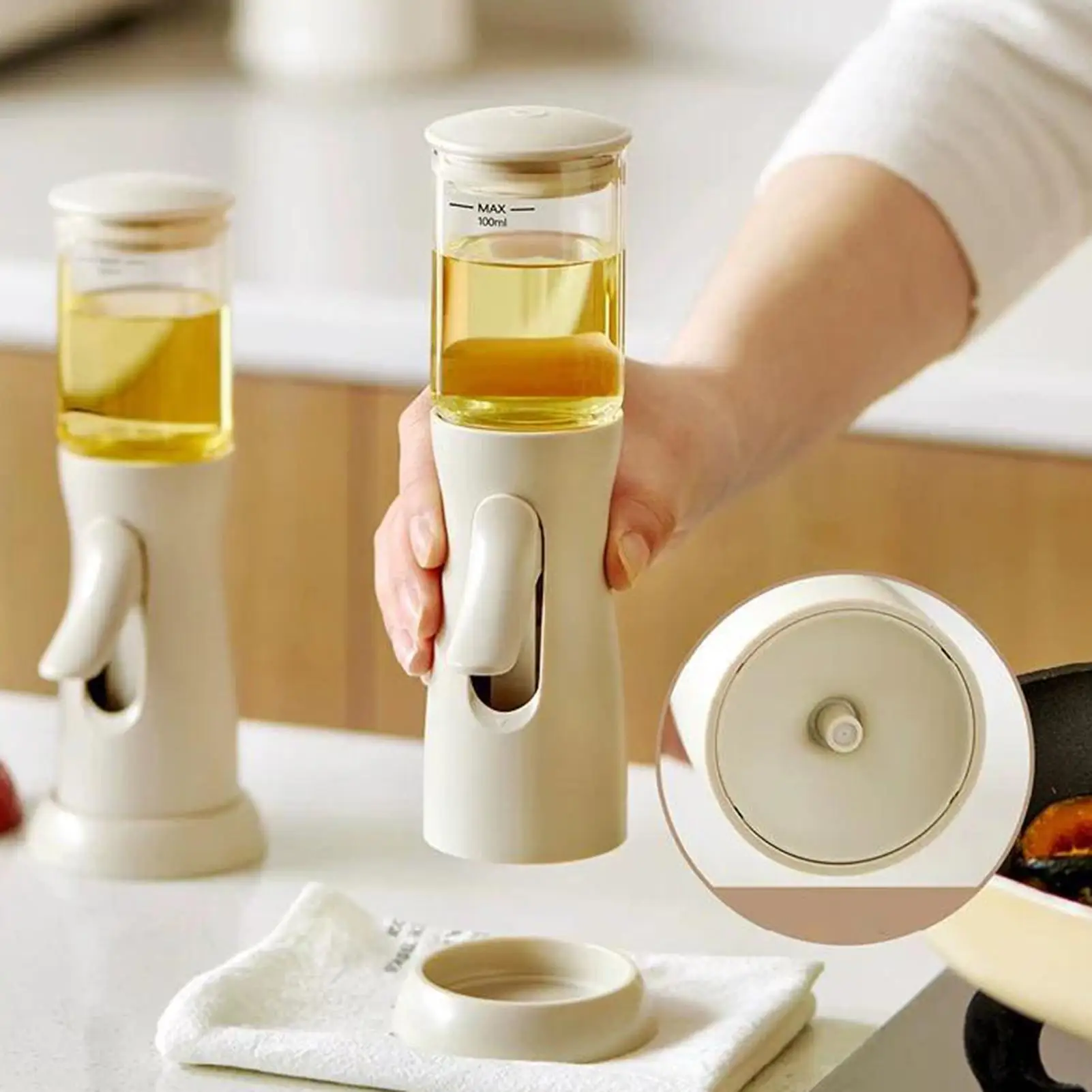 Practical Plastic Down Spray Oil Bottle Food Grade Oil Bottle Transparent Leak-proof Seasoning Bottle Baking