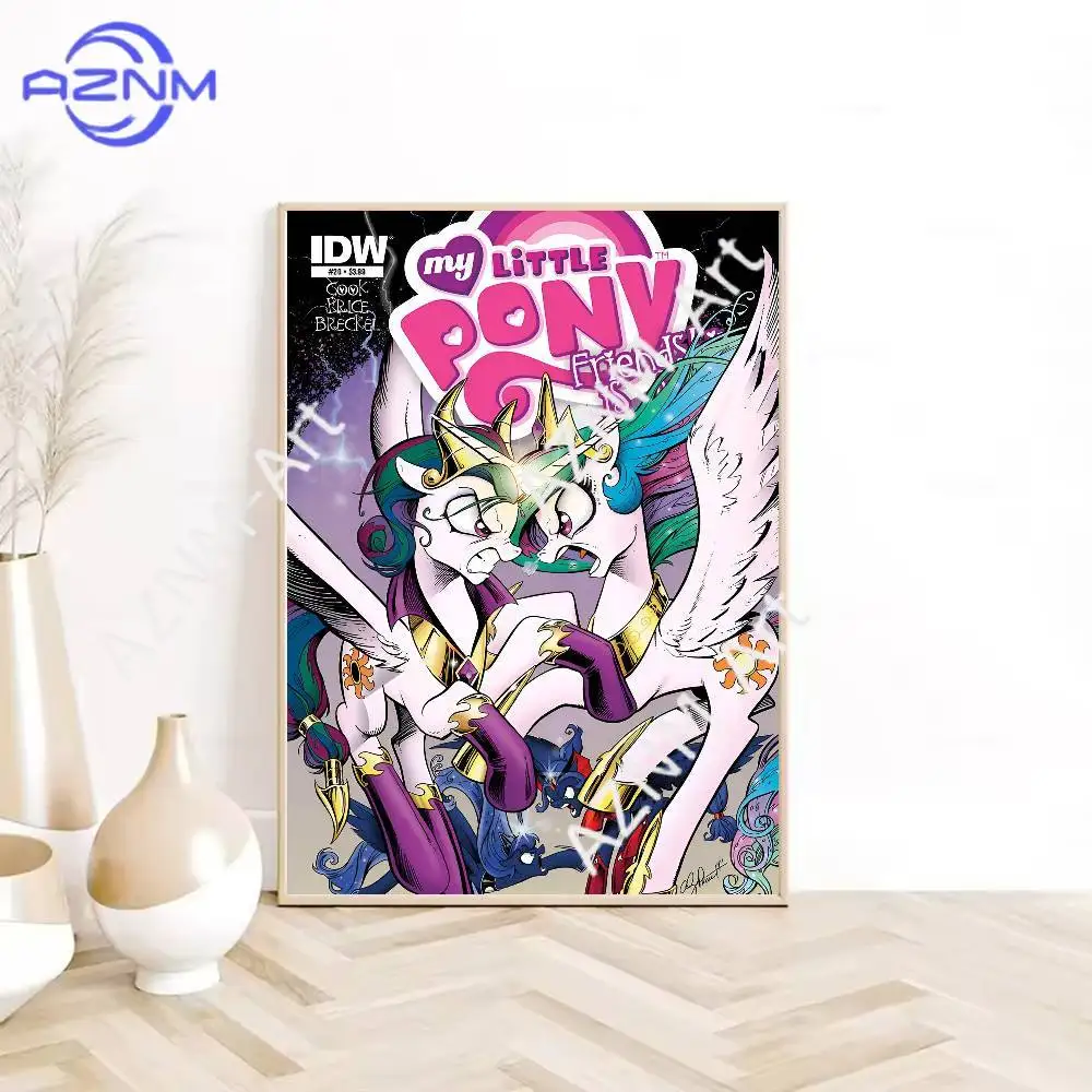 Cartoon M-My L-Little Pony Poster HD, selbstklebende Wanddekoration, wasserfest, für Zuhause, Wohnzimmer, Schlafzimmer, Wohnheim, Bar, ästhetische Dekoration – Detail 2