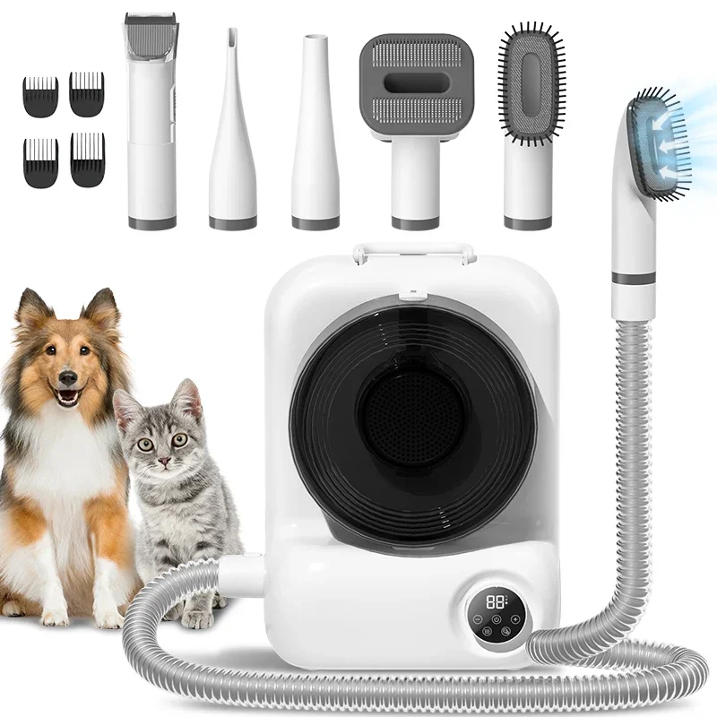 Dog Grooming Vacuum Kit with Dog Vacuum for Shedding Grooming at Home with Adjustable temperature in LED display Pet Groomer Kit