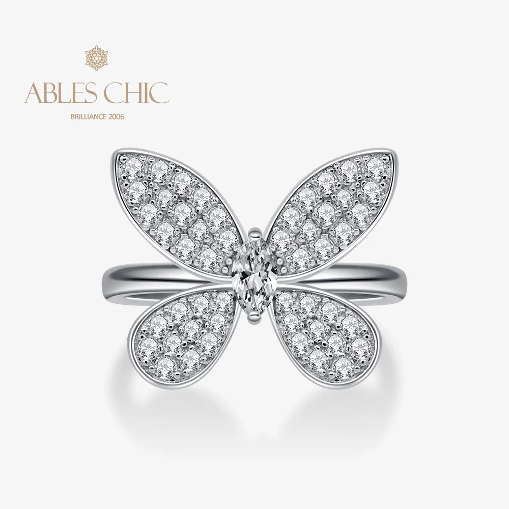 

925 Silver 5A Zircon Paved Butterfly Cocktail Ring Nature Bowtie Knot Party Rings S2R1S2R1238