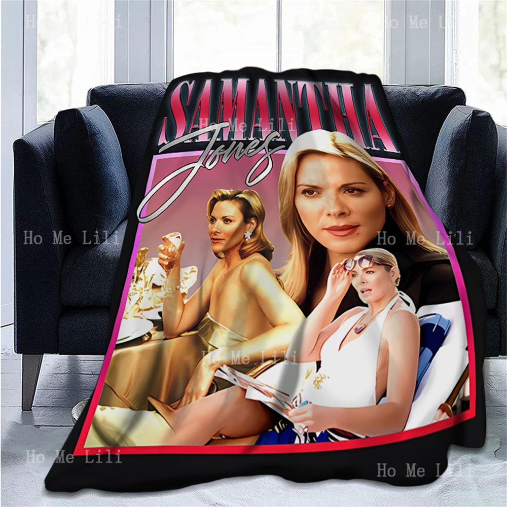 Samantha Jones Homage Vintage 90s Classic Graphic Vintage Poster Print Soft Cozy Flannel Blanket Suitable For All Seasons Use