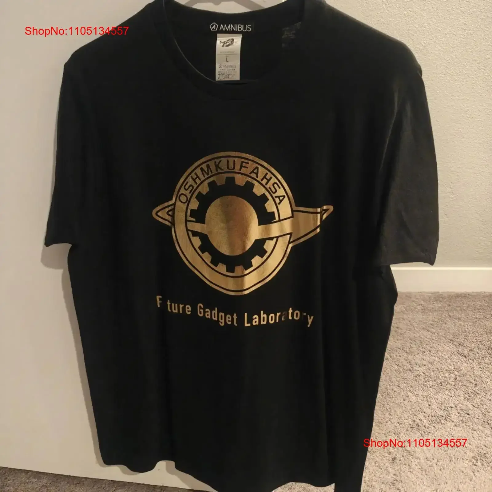 تي شيرت Steins Gate 0 Amnibus Lab Pin مقاس L بائع أمريكي عتيق ملابس مصممة للارتداء اليومي