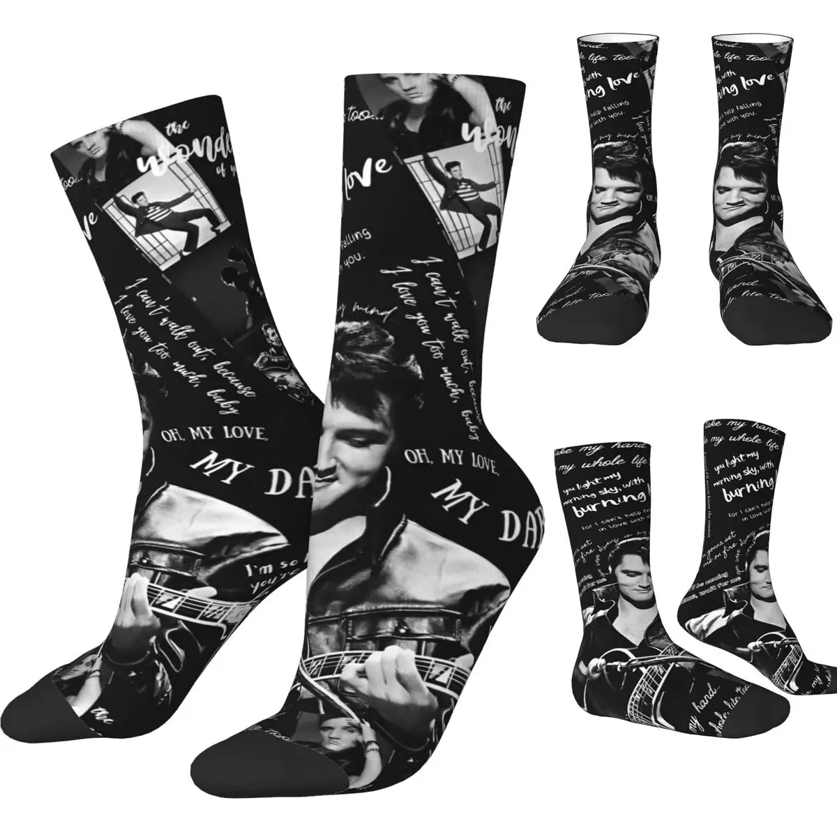 Casual E-Elvis P-Presleys Legends Basketball Socks Polyester Middle Tube Socks for Women Men