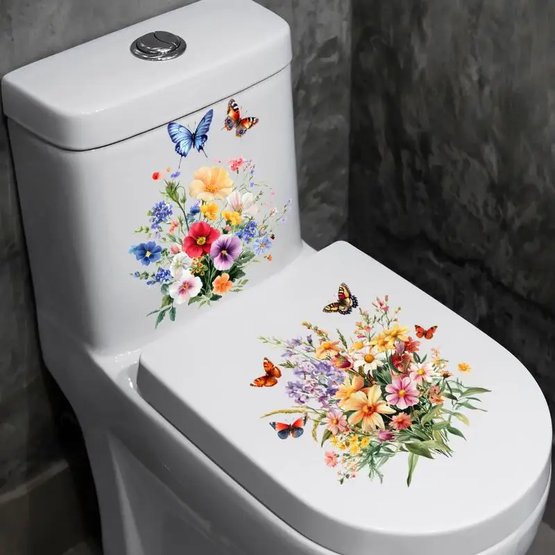 Professional Flower Pattern Toilet Stickers Bathroom Decoration Stickers Decor with High Performance for Personal Use