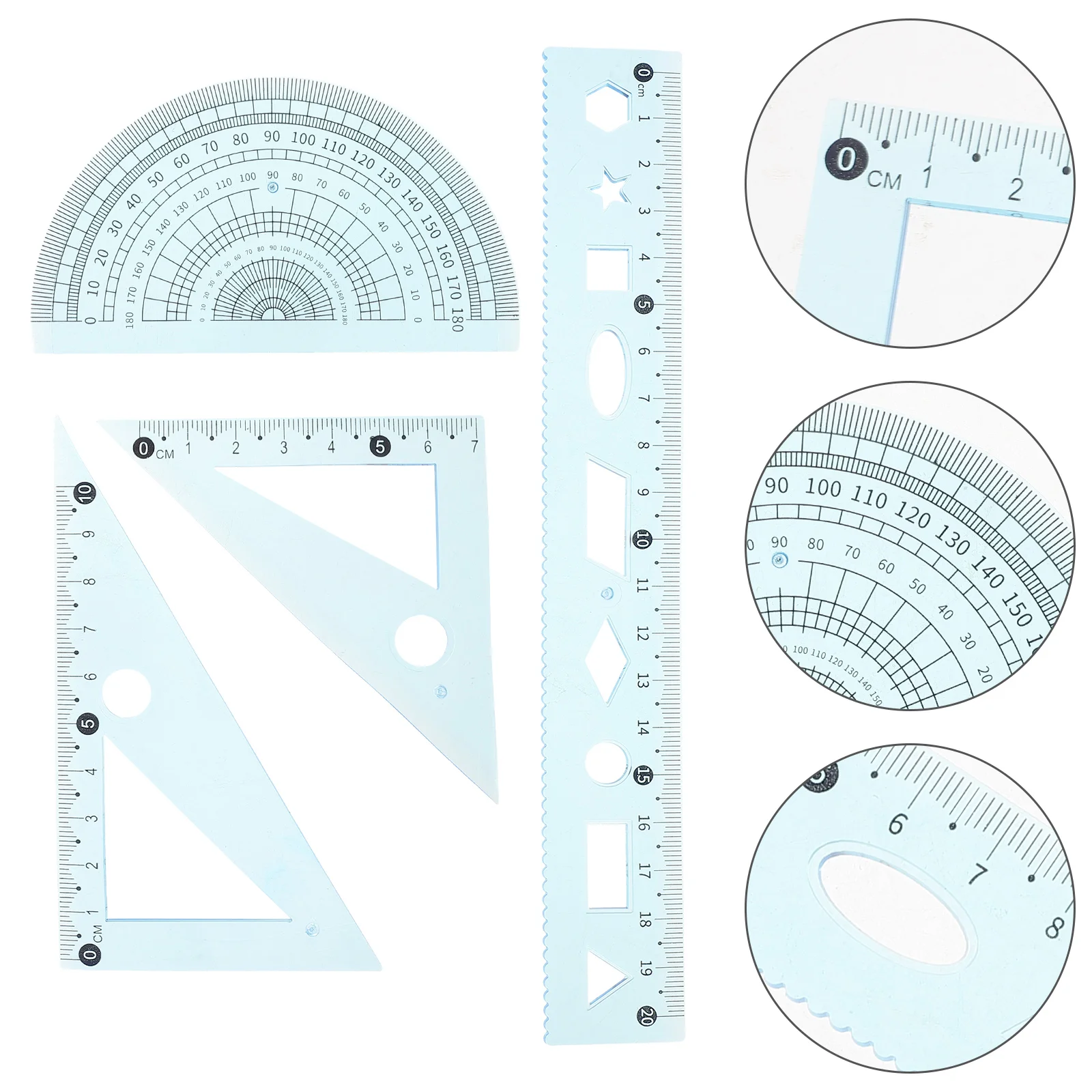 

3 Sets Student Drawing Ruler Drafting Tool Measuring School Must Have Protractor Professional Stationery Plastic Supply Office