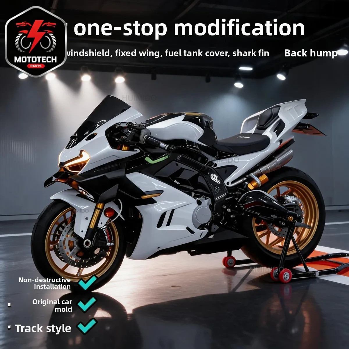 Applicable to Chunfeng 675SR modified competitive windshield, fixed wind wing shark fin guard rear hump lower lip accessories