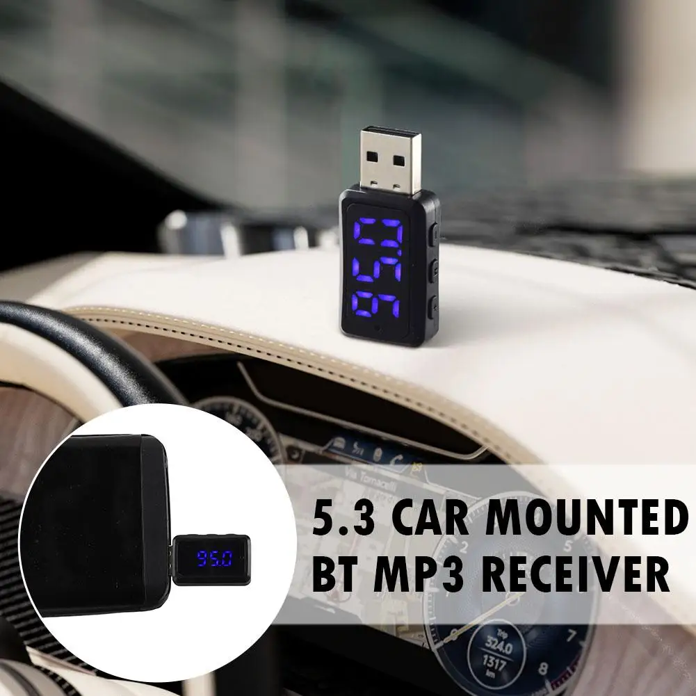 Car Bluetooth 5.3 FM02 Mini USB Transmitter Receiver with LED Display Handsfree Call Car Kit Auto Wireless Audio For Fm Rad C3P7