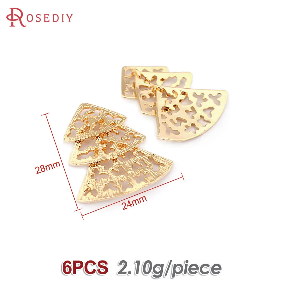 6PCS 18K Gold Color Flower Fan Charms Pendants High Quality Necklace Earrings Diy Jewelry Accessories Rosediy official-website