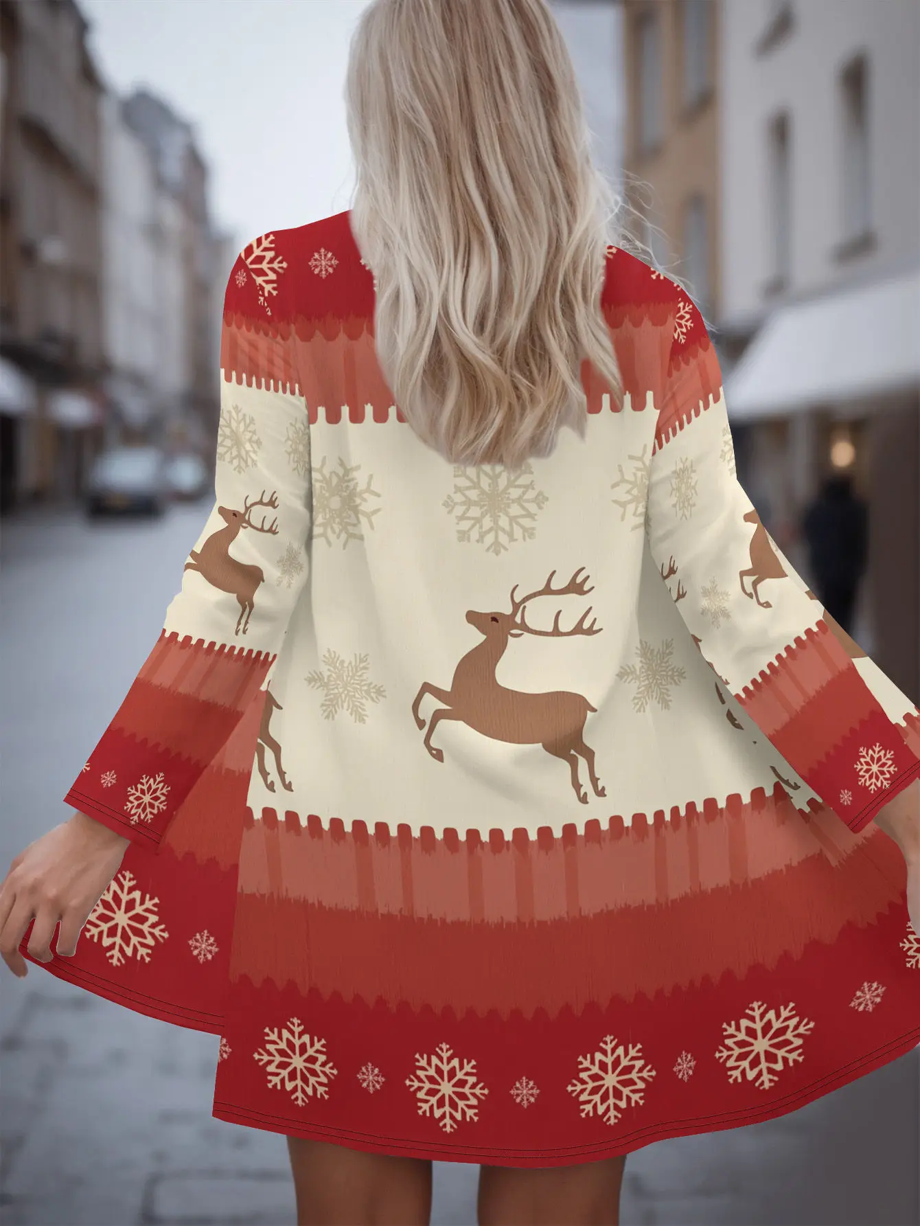 

Женская повседневная куртка с 3D рисунком Санта-Клауса и лося, накидка с открытым передом, осенне-зимняя верхняя одежда для женщин