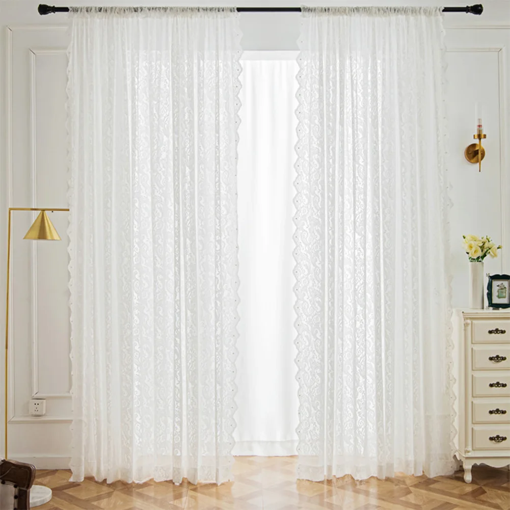 NAPEARL European Style White Lace Screen Sheer Tulle Voile Curtain Window Blind Drapes for Living Room Home Decor 1PC