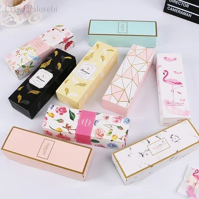 

50pcs Rectangular Marbling Cardboard Gift Box Black Plume Paper Packaging Boxes Chirstmas Thank You Cake Chocolate Paper Boxes