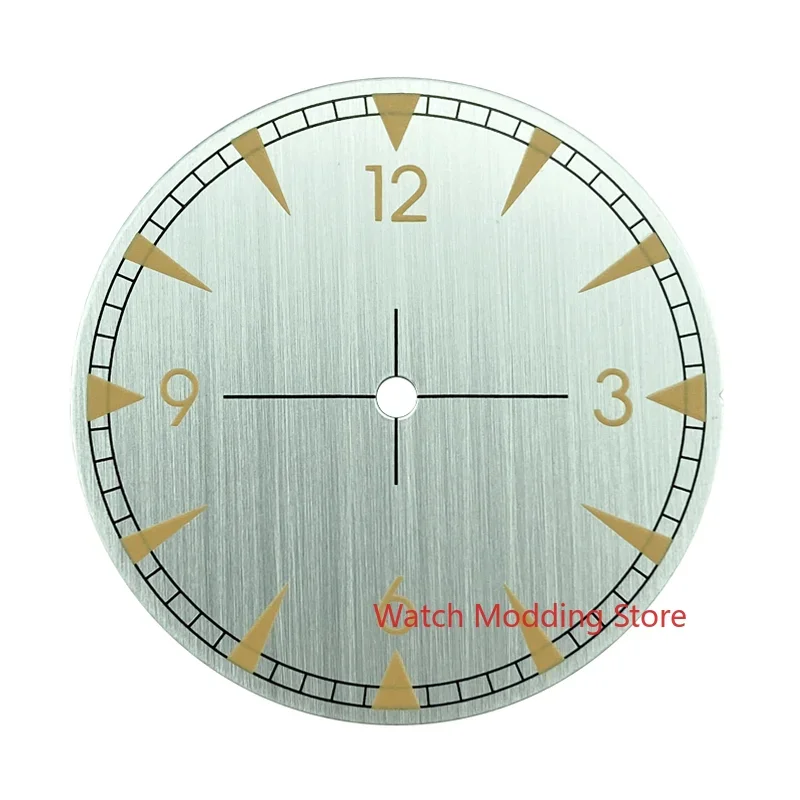 33.2mm Silver Blue Sterile Watch Dial Parts No Date Brushed Rail Style For NH35 NH36 Mov't