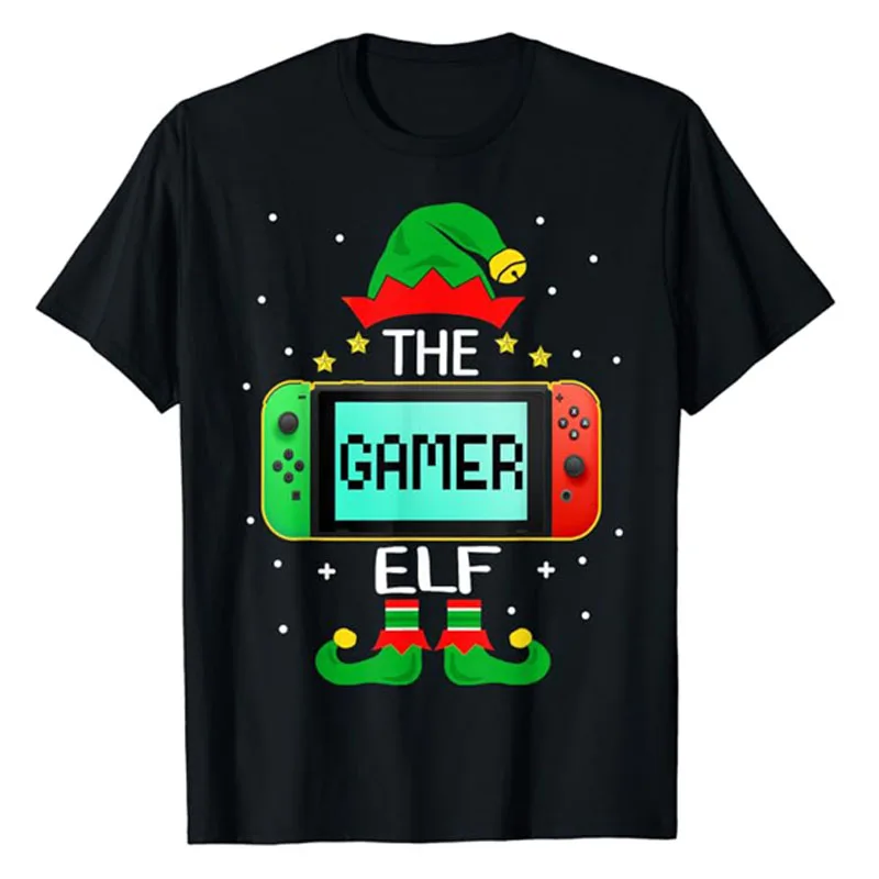 

Christmas Elf Matching Gamer Family Gaming Boys Kids Men T-Shirt Video Game Lover Holiday Clothes Xmas Costume Gifts Saying Tee