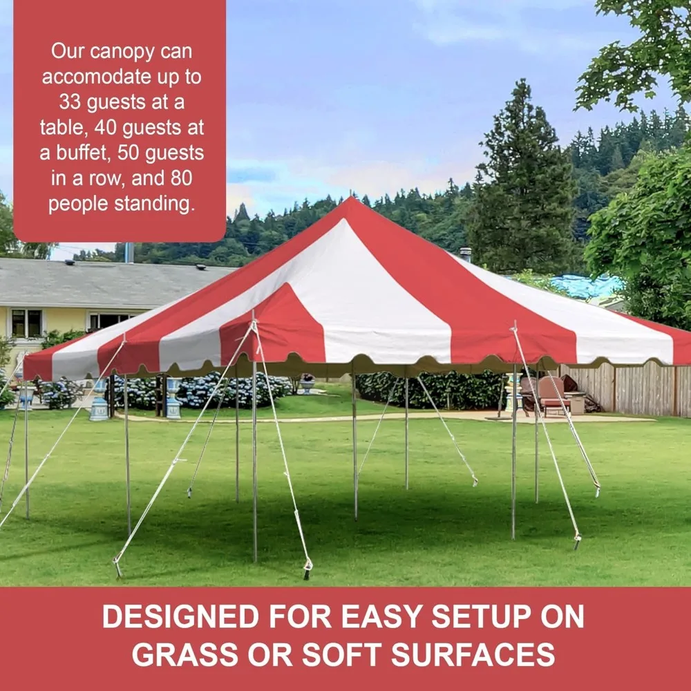 20'x30' Canopy Tent, Weekender Canopy Pole Tent, Easy Up with Heavy Duty PVC White Top, 120 Person Capacity, Outdoor Canopies