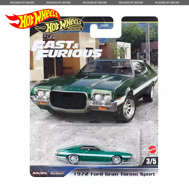 Original Hot Wheels Premium Car 1972 Ford Gran Torino Sport Fast & Furious 1/64 Diecast Toys for Boys Metal Vehicle Model Gift