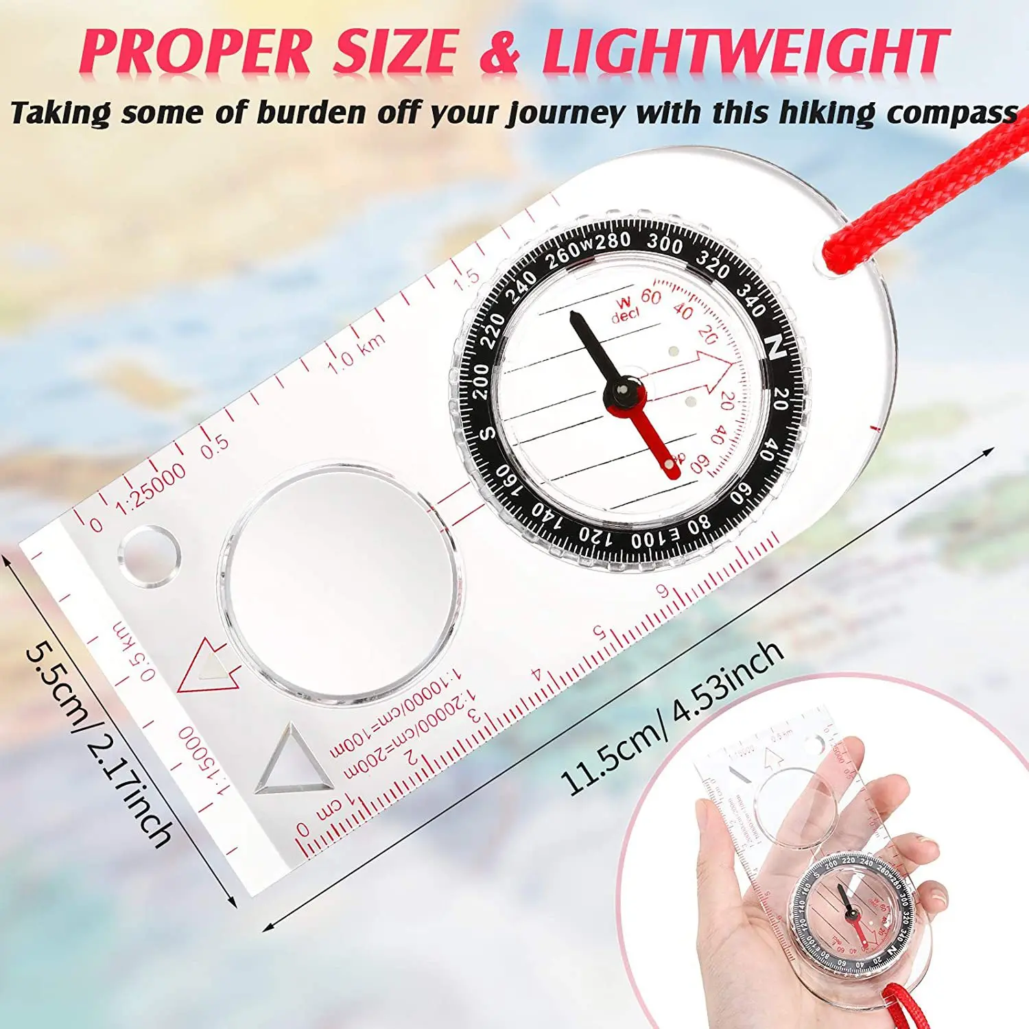 Compass Navigation Map Reading Multifunctional Waterproof Compass  Camping Hiking Scale Ruler Outdoor Orienteering Tools