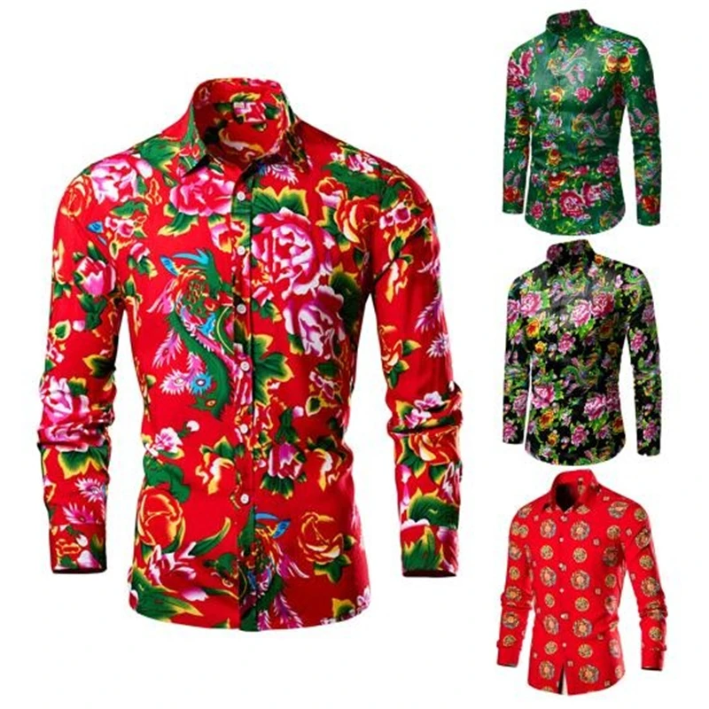 Multicolor Flowers Shirt Men's Clothing Long Sleeve Lapel Button Shirts 3D Printed Graphic Personality Autumn Trend Blouse