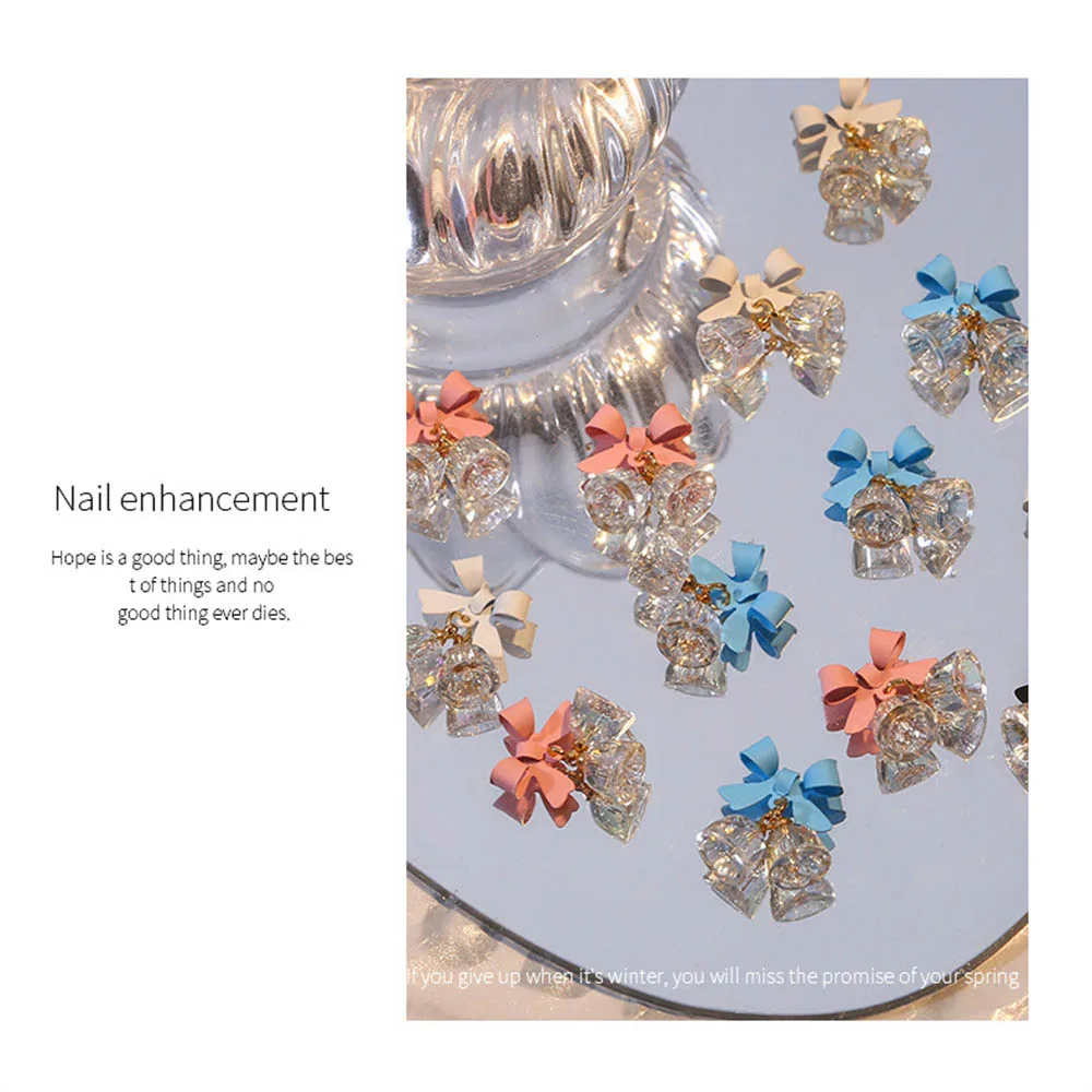 1~4PCS Nail Drill Lasting Beauty Princess Series Unique Bell Pendant Nail Decoration Jewelry Accessories