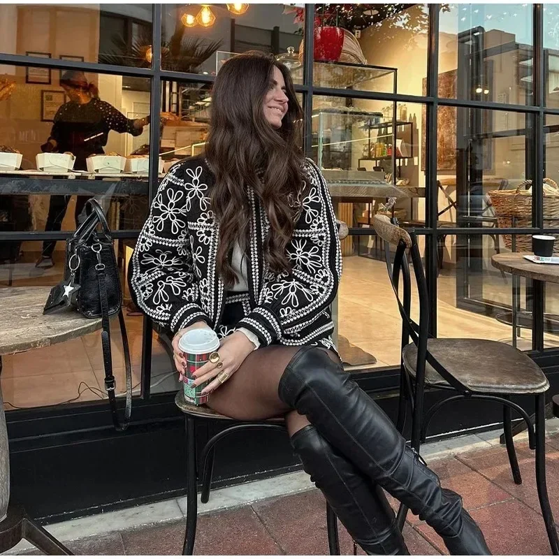 Autumn Vintage Floral Print Jacket and Pants Set O Neck Thin Jacket Coat Chic Office Lady Outwear