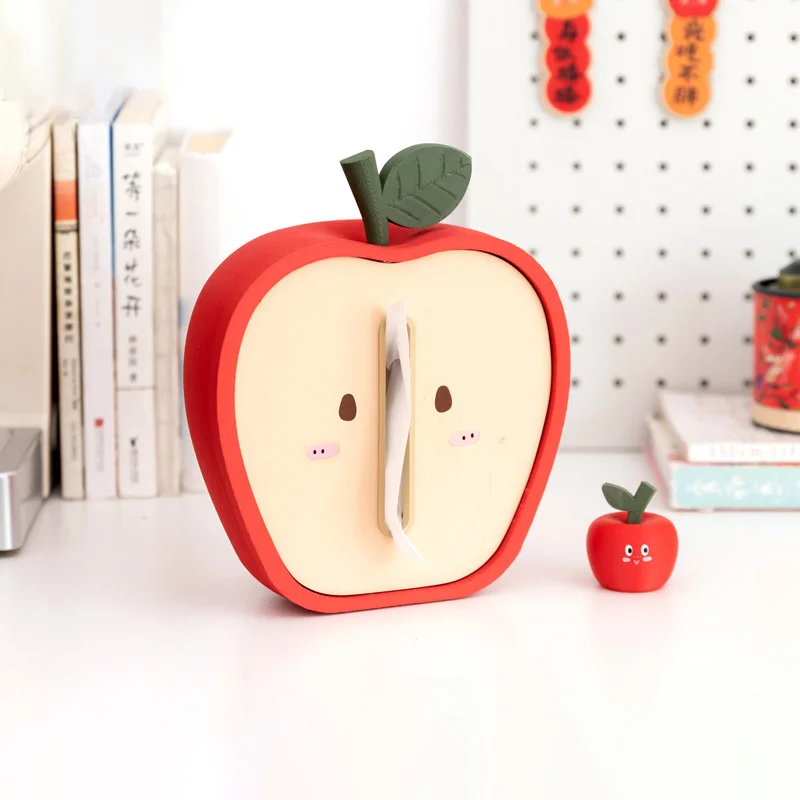 

Creative apple shaped paper box, Japanese cartoon apple tissue box ornament, home Christmas Eve decoration ornament gift