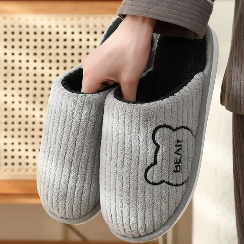 

House Fuzzy Slipper Women Teddy Bear Winter Warm Fur Plush Non Slip Indoor Lazy Female Thermal Home Shoe Flat flip flop Male Men