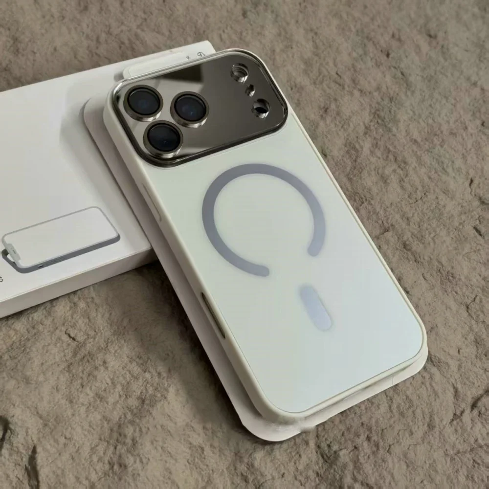 เคสแข็งคริสตัลหรูหราเลนส์ใหญ่สำหรับ iPhone 17 Air 16 15 14 13 12 Pro Max Plus ลายลูกกวาด รองรับการชาร์จไร้สายแบบแม่เหล็ก